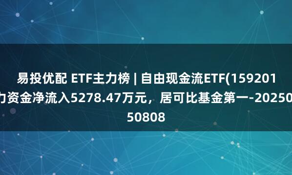 易投优配 ETF主力榜 | 自由现金流ETF(159201)主力资金净流入5278.47万元，居可比基金第一-20250808