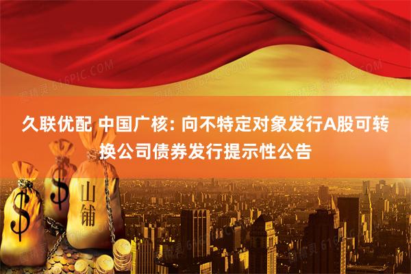 久联优配 中国广核: 向不特定对象发行A股可转换公司债券发行提示性公告